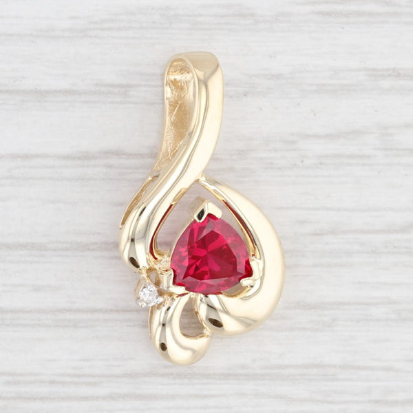 Light Gray 1.40ct Lab Created Ruby Solitaire Pendant 14k Yellow Gold Diamond Accent