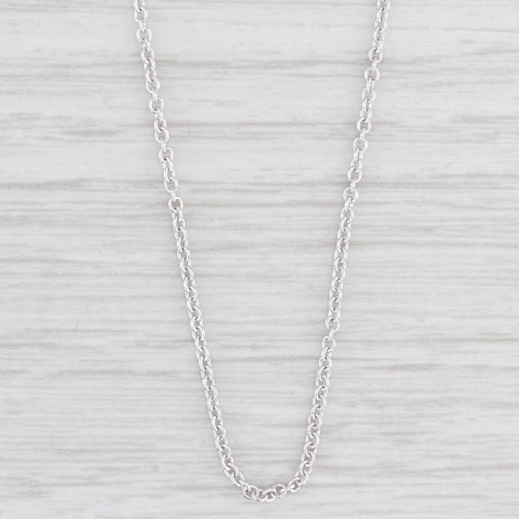 Light Gray Cable Chain Necklace 14k White Gold 15.5" 1.5mm Italy Lobster Clasp