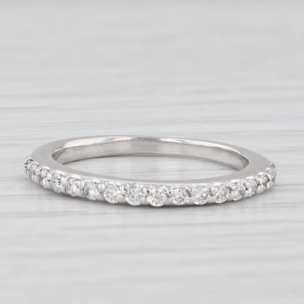 Light Gray 0.25ctw Diamond Wedding Band 14k White Gold Stackable Anniversary Ring Size 5