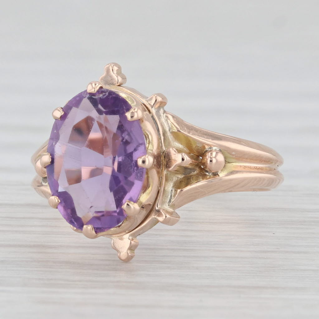 Light Gray 2.20ct Amethyst Oval Solitaire Ring 14k Yellow Gold Size 6.25