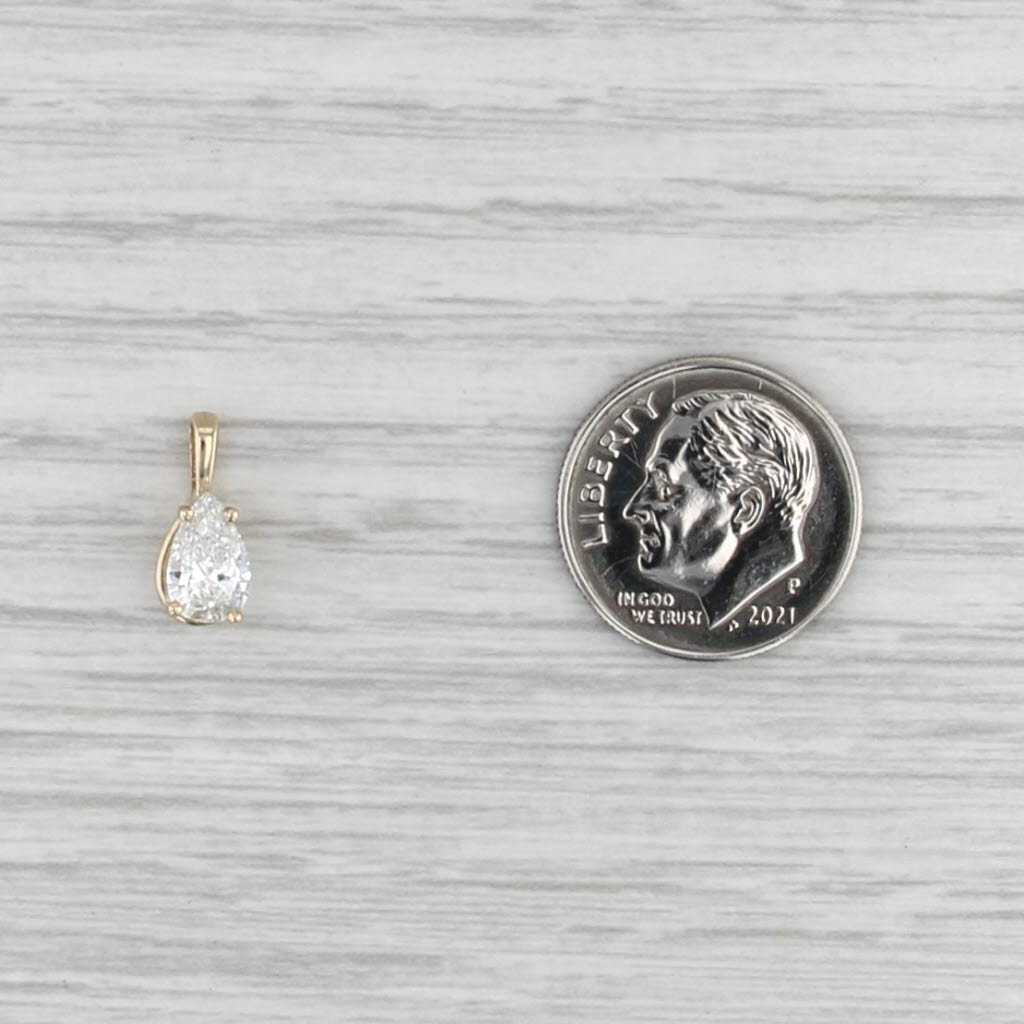 New 0.58ct Diamond Pear Solitaire Pendant 14k Yellow Gold Small Drop