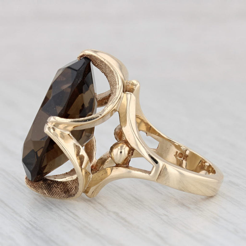 Large 11.65ct Smoky Quartz Ring 10k Yellow Gold Sz 5.75 Oval Solitaire Cocktail