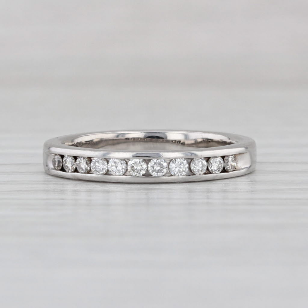 0.25ctw Diamond Wedding Band 18k White Gold Size 4.75 Stackable Anniversary Ring