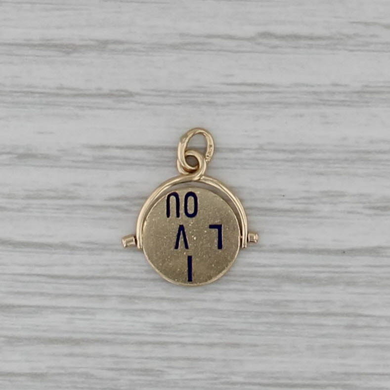 Vintage I Love You Flip Pendant 14k Yellow Gold Charm