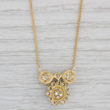 0.75ctw Diamond Cluster Pendant Necklace 18k Yellow Gold 16.5" Wheat Chain