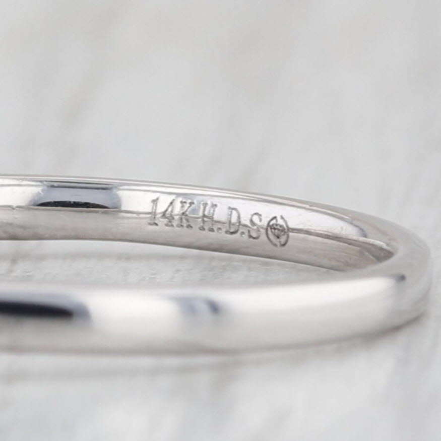 0.11ctw Diamond Contoured Wedding Ring 14k White Gold Stackable Size 7