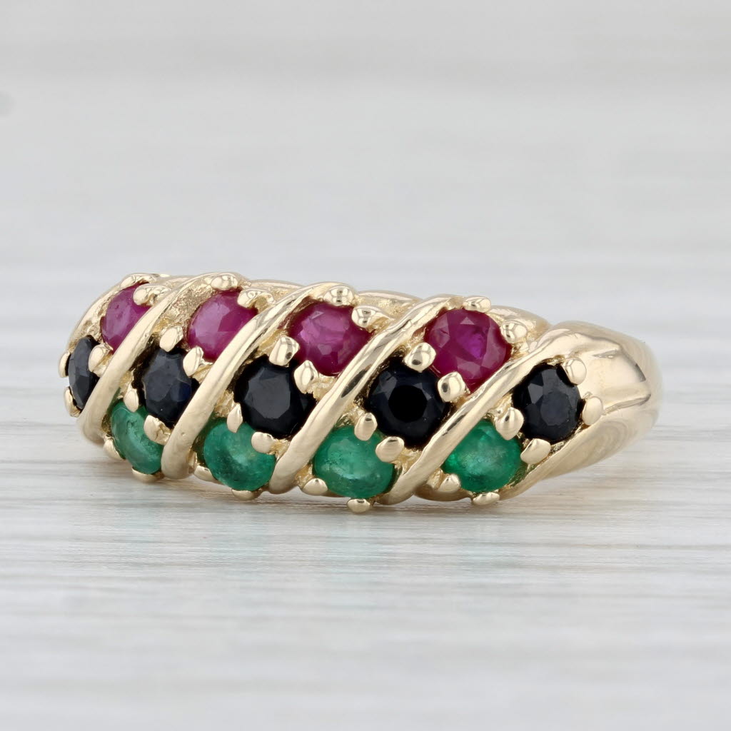 Light Gray 1.42ctw Gemstone Ring 14k Yellow Gold Size 8 Ruby Emerald Sapphire