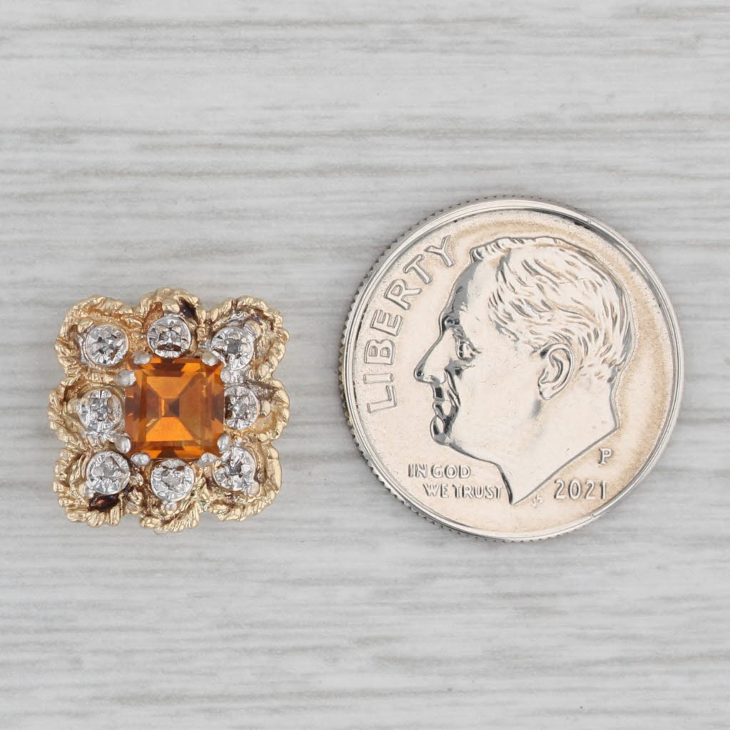 Gray 0.66ct Orange Citrine Slide Charm 10k Yellow Gold Diamond Accents