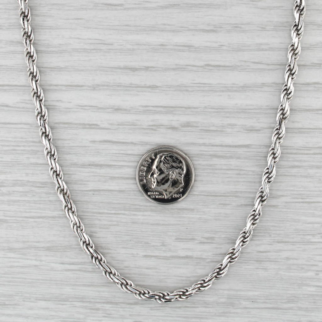 22.25" 3.9mm Long Rope Chain Necklace Sterling Silver Lobster Clasp