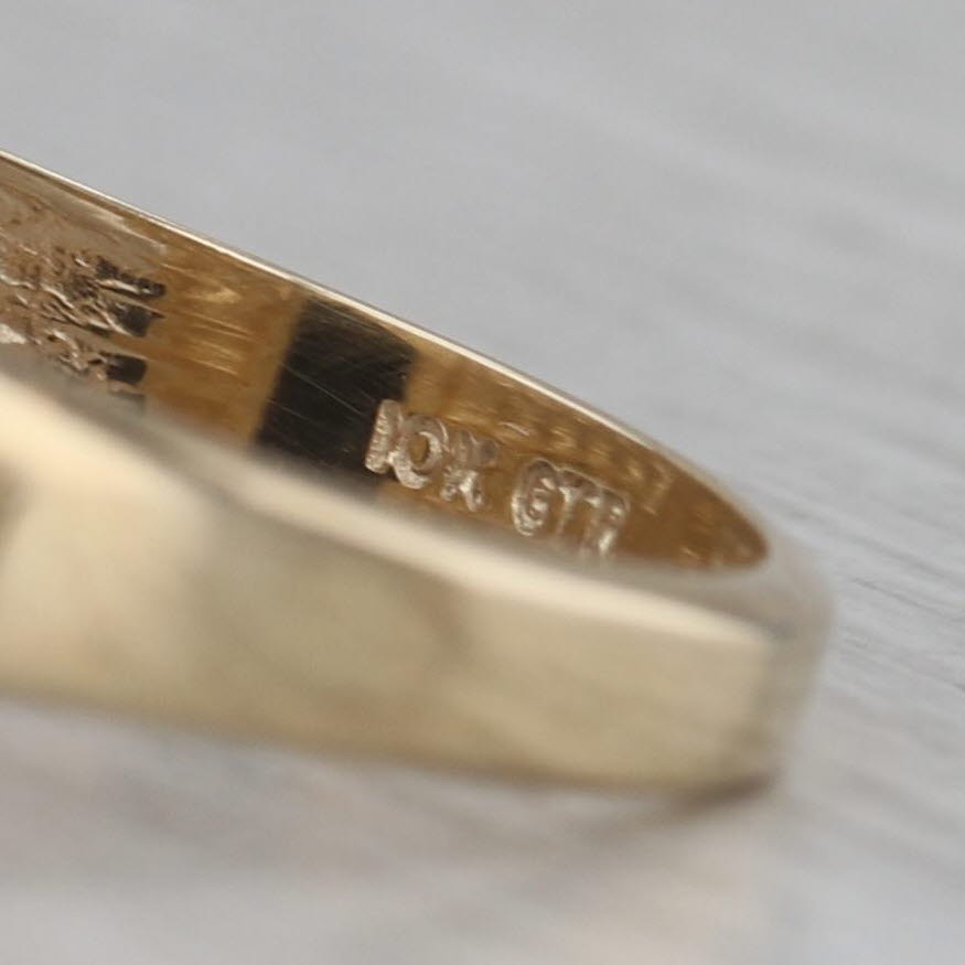 Men's Onyx Ring 10k Yellow Gold Size 10.5 Diamond Accent