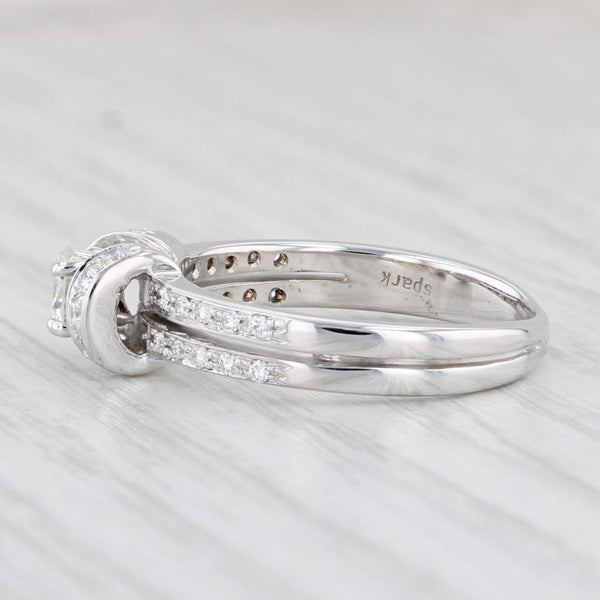 Light Gray 0.55ctw Round Diamond Engagement Ring 18k White Gold Size 8
