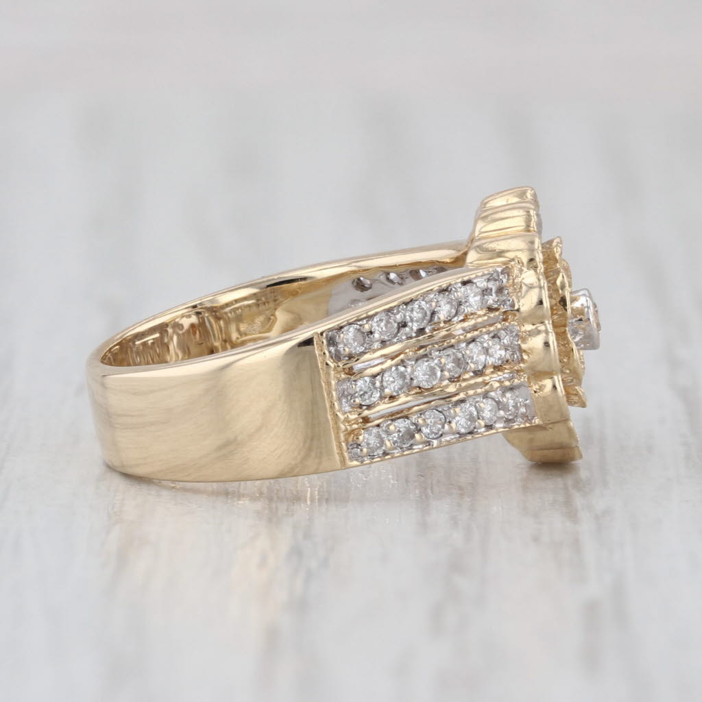 0.40ctw Diamond Flower Engagement Ring 14k Yellow Gold Size 5-5.25