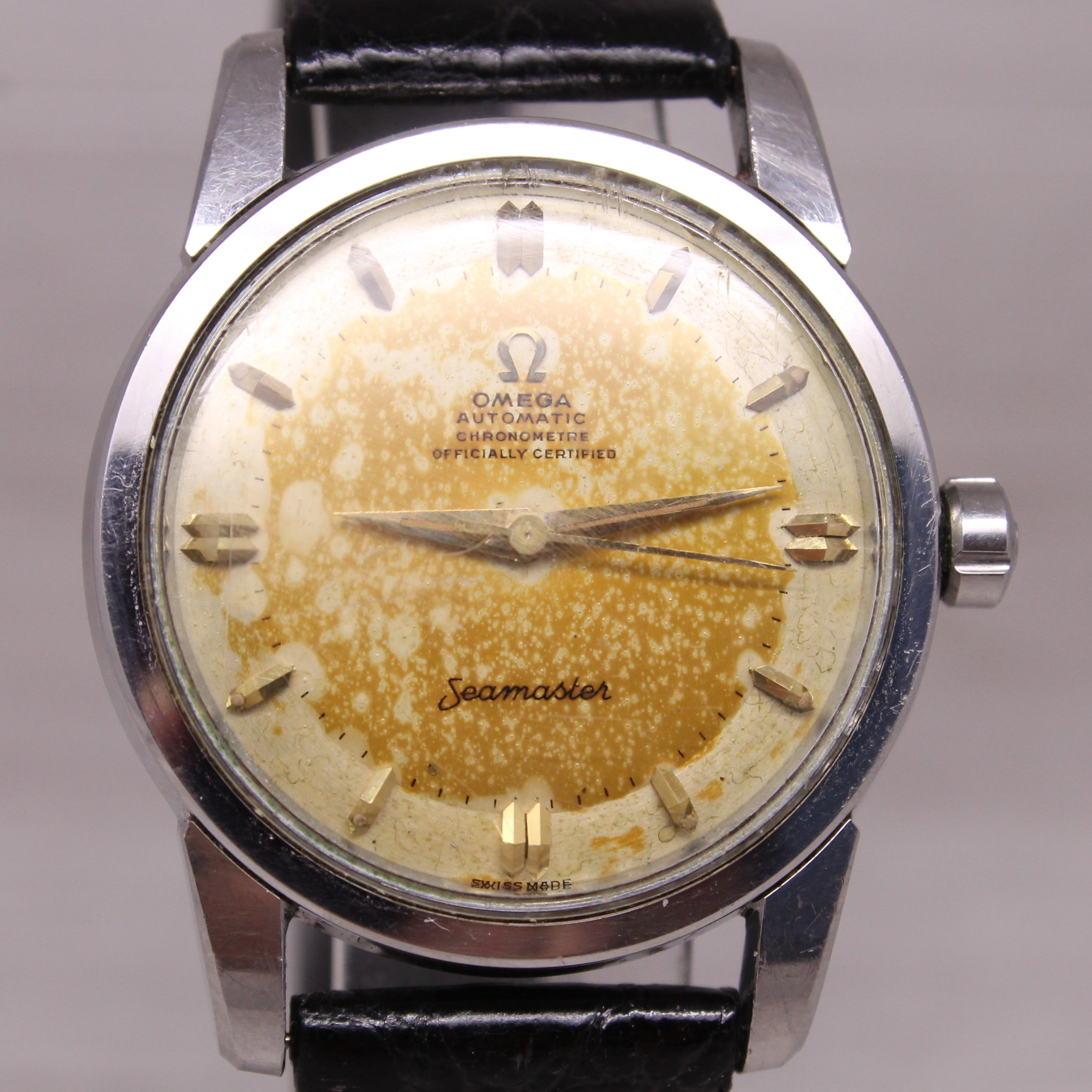 Vintage 1954 Omega Seamaster Chronometer Bumper Watch Original Box Papers Set