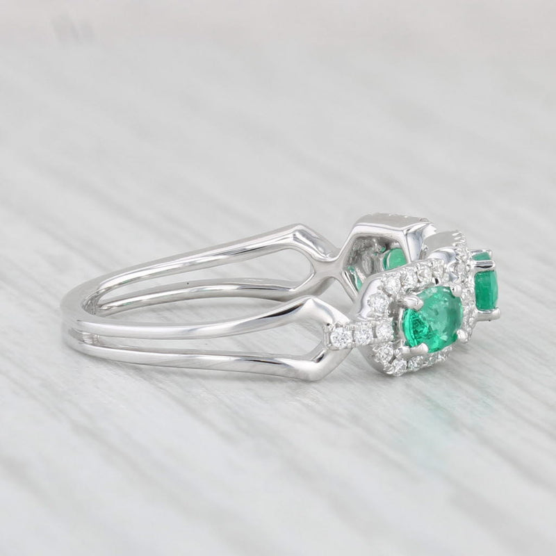 0.71ctw Emerald Diamond Ring 14k White Gold Size 6.5 Stackable