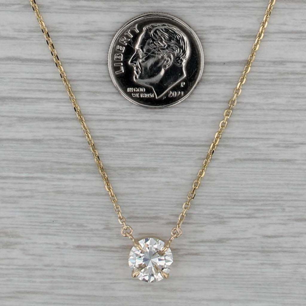 New 1.78ct Diamond Solitaire Necklace 14k Gold Cable Chain 16" 17" 18" GIA