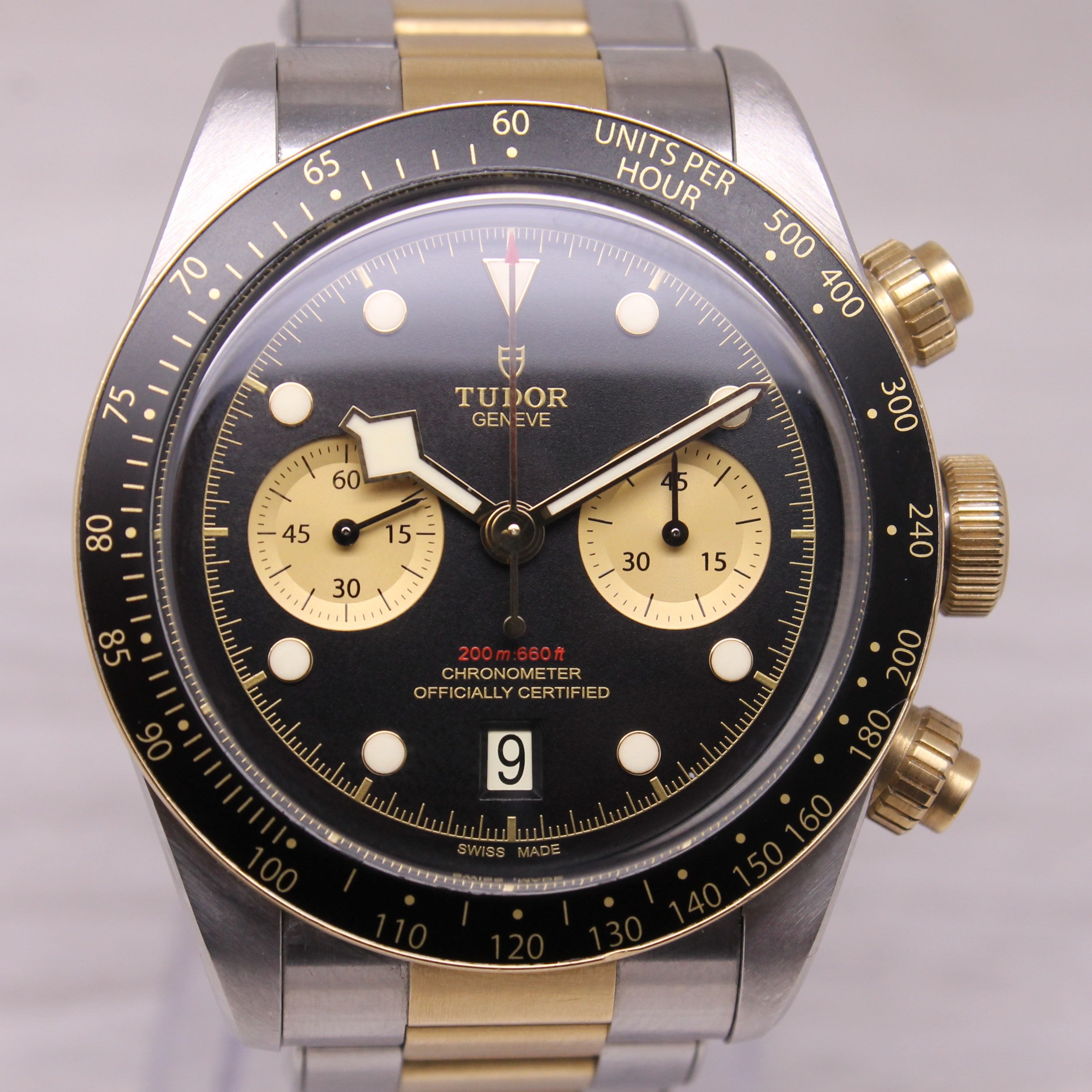 Tudor Black Bay Chrono S&G Mens 41mm Automatic Chronograph Watch Box Card