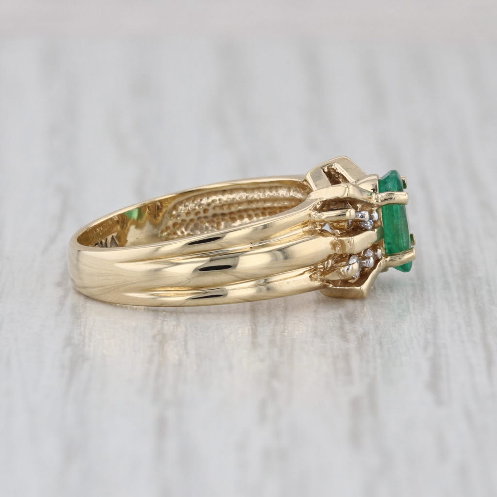 0.77ctw Oval Emerald Diamond Ring 14k Yellow Gold Size 6