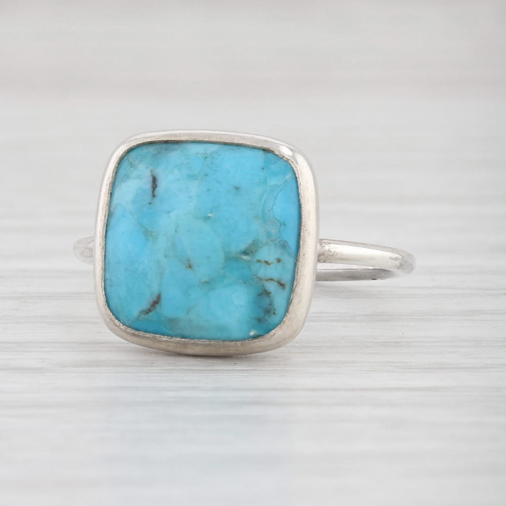 New Nina Wynn Turquoise Ring Sterling Silver Size 7 Marbled Solitaire