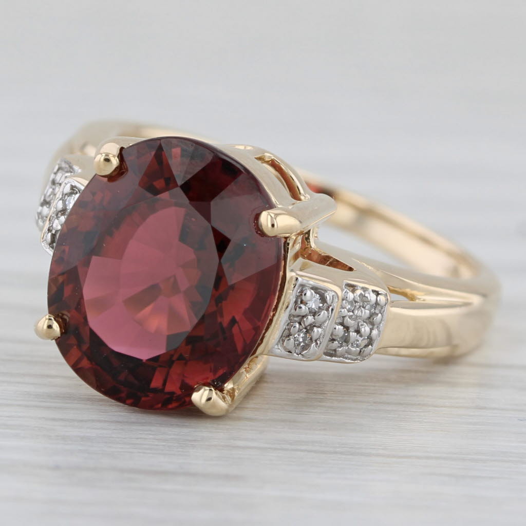 Gray 7.40ctw Oval Pink Tourmaline Diamond Ring 14k Yellow Gold Size 7