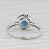 1.82ctw Round Blue Sapphire Diamond Ring Platinum Size 5 GIA Engagement