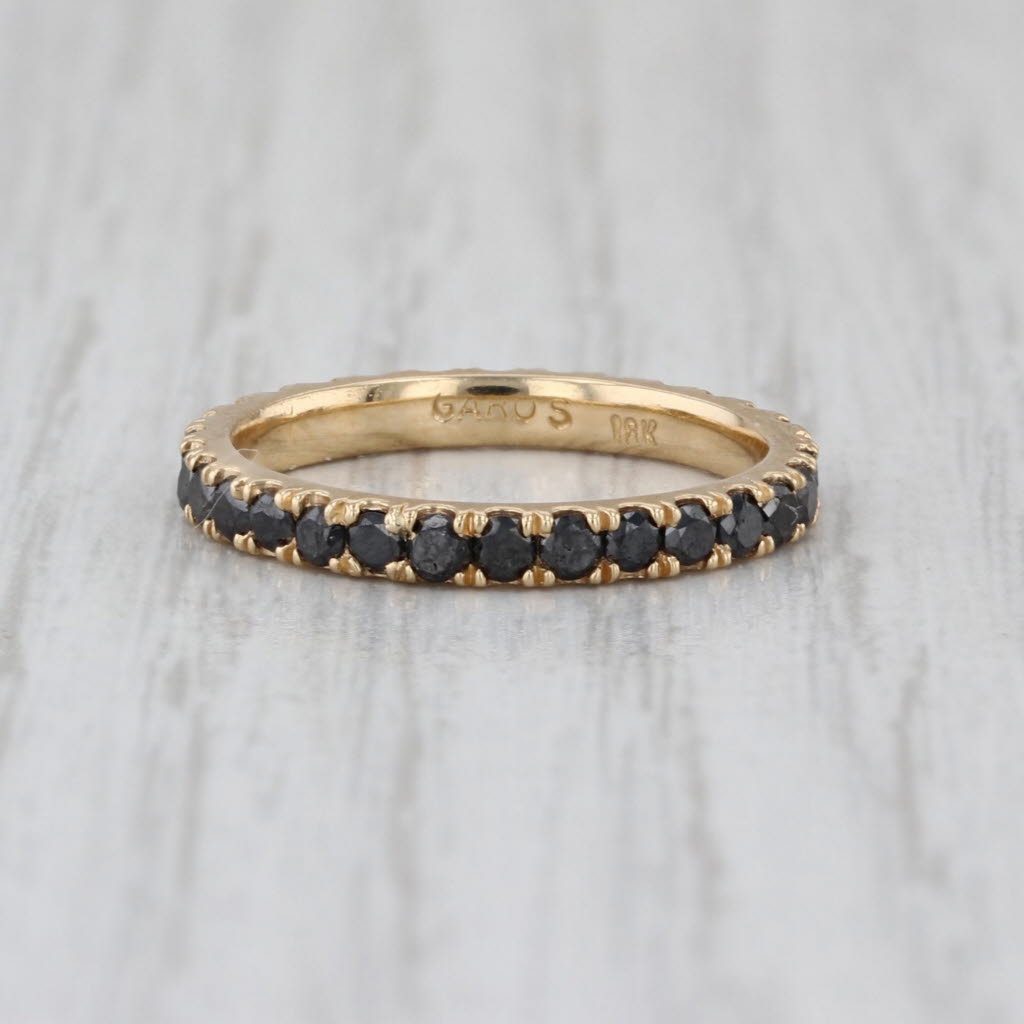 0.55ctw Black Diamond Eterntiy Band 18k Yellow Gold Size 5 Stakable Wedding Ring