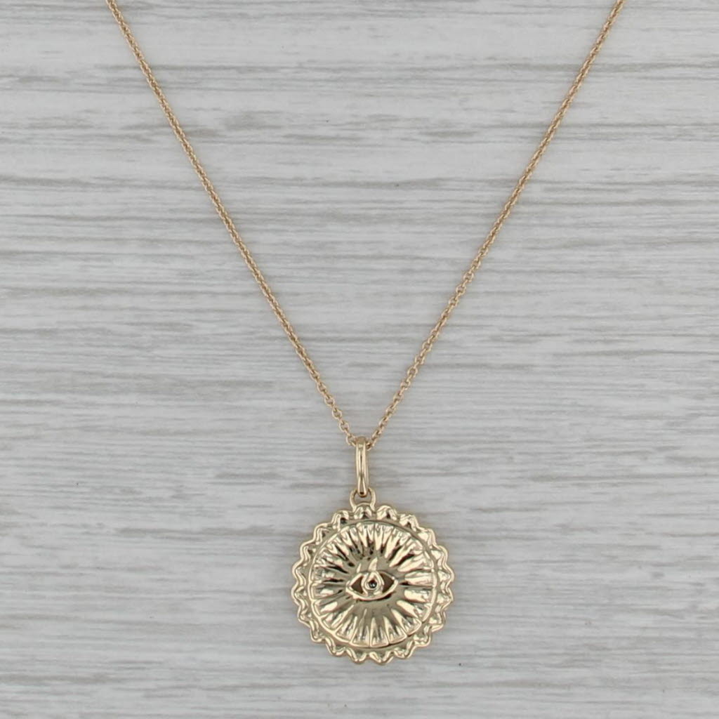New Diamond All Seeing Eye Pendant Necklace 14k Gold 16" 17" 18" Cable Chain