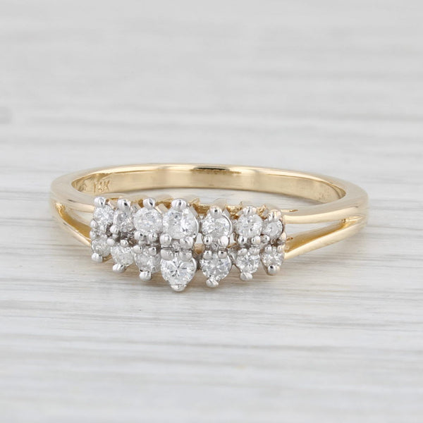 0.18ctw Tiered Diamond Pyramid Ring 14k Yellow Gold Size 6.25 Stackable