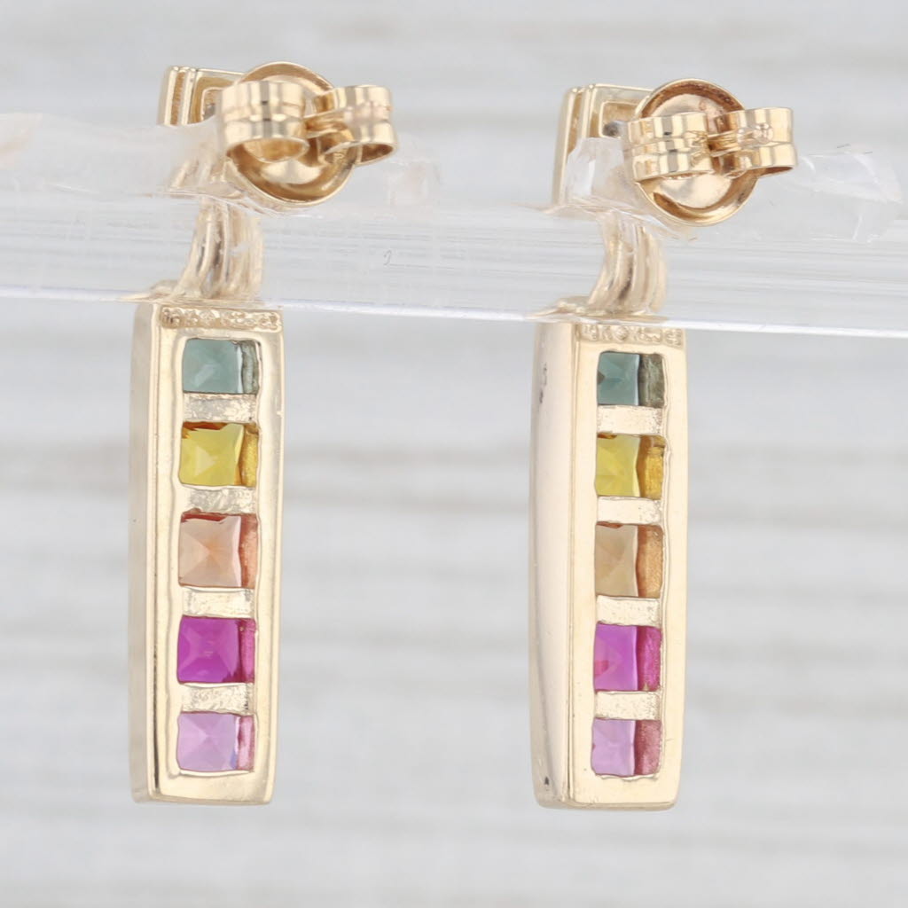 Light Gray 2.05ctw Lab Created Spinel Sapphire Diamond Journey Earrings 10k Gold Drops