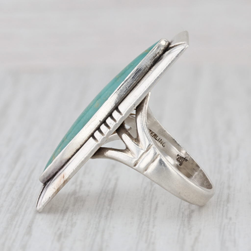 Vintage Turquoise Ring Sterling Silver Size 8 Bell Trading Native American