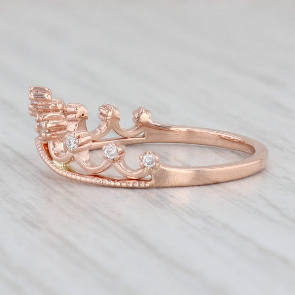 Light Gray 0.10ctw Diamond Tiara Ring 14k Rose Gold Size 7.5 Stackable Band Wedding