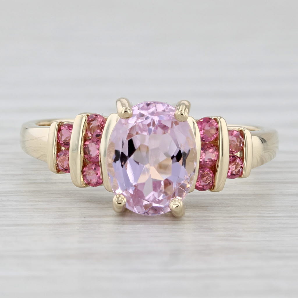 Light Gray 3.05ctw Pink Kunzite Tourmaline Ring 14k Yellow Gold Size 9