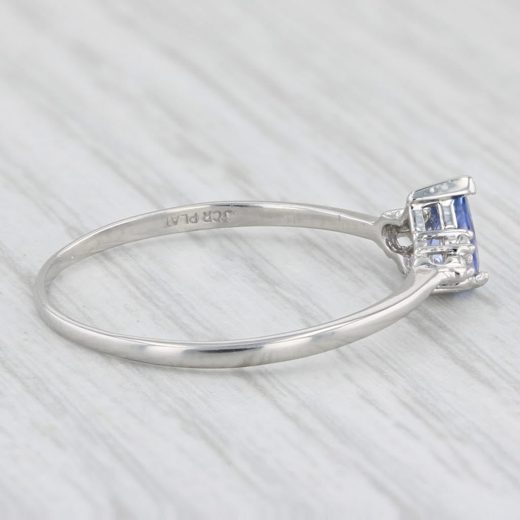 Light Gray 0.37ctw Pear Tanzanite Diamond Ring Platinum Size 10.25