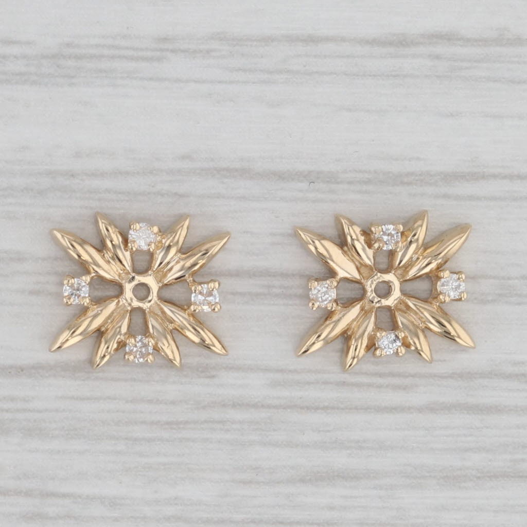 Gray 0.12ctw Diamond Earring Jacket for Stud Earrings 14k Yellow Gold