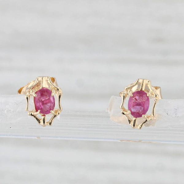 0.35ctw Oval Ruby Solitaire Earrings 14k Yellow Gold Studs