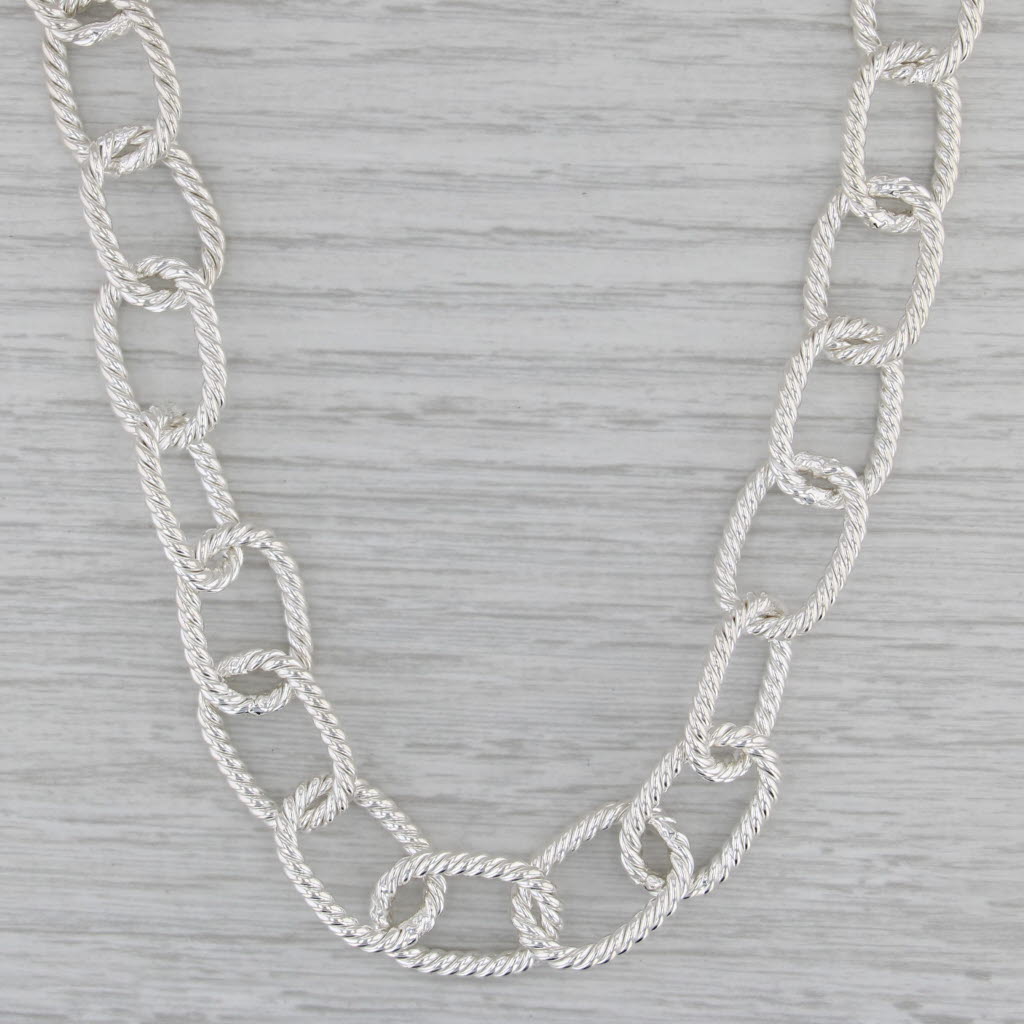 Sterling Silver Adjustable Cable Chain Statement Necklace 21" 13.8mm