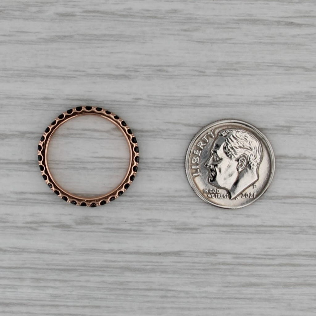 0.85ctw Black Diamond Eternity Band 18k Rose Gold Stackable Wedding Ring Sz 5.5