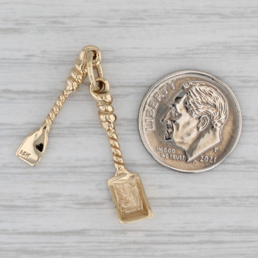 Gray Shovel & Scoop Charm 14k Yellow Gold Pendant