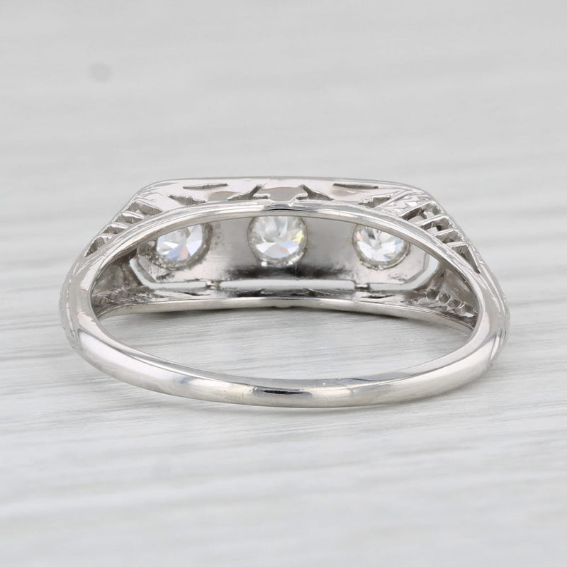 Light Gray Vintage Art Deco 0.35ctw Diamond Ring 18k White Gold Size 8.5 Old European Cut