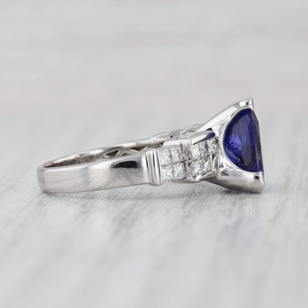 5.44ctw Trillion Tanzanite Diamond Ring 18k White Gold Size 7 Cocktail