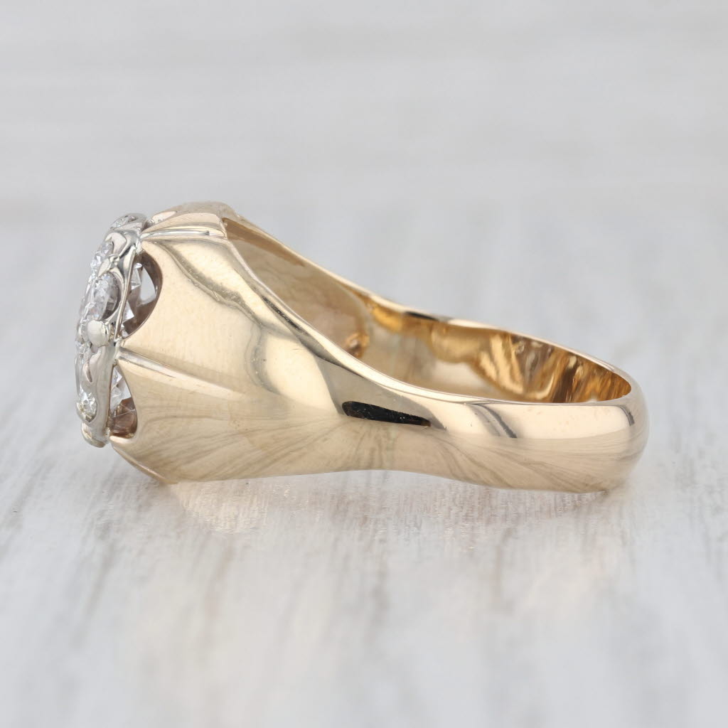 1.75ctw Diamond Cluster Ring Belcher Setting 14k Yellow Gold Sz 14.25 VS1-2 G-H