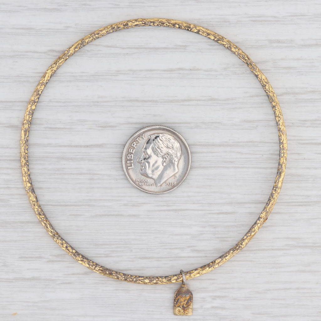 New Nina Wynn Pallas Bangle Bracelet Sz 3 8" Sterling Bronze 22k Gold Vermeil