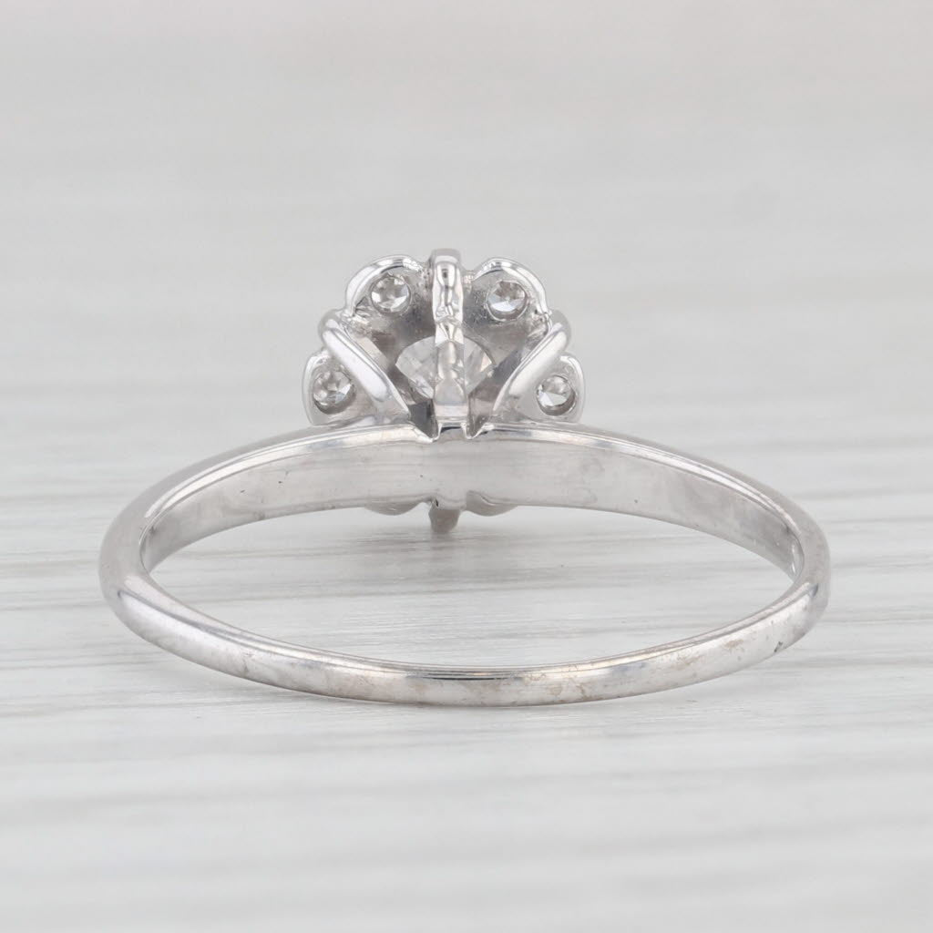 Light Gray Vintage 0.48ctw Diamond Engagement Ring 14k White Gold Size 6.25 Round Brilliant