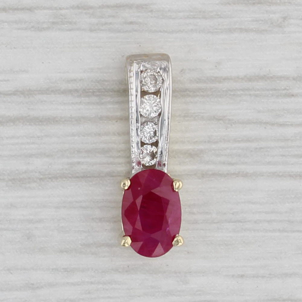 Gray 0.75ctw Ruby Diamond Pendant 10k Yellow Gold Small Drop