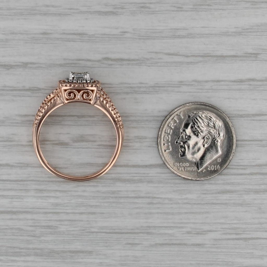 0.37ctw Diamond Princess Halo Engagement Ring 10k Rose White Gold Size 7