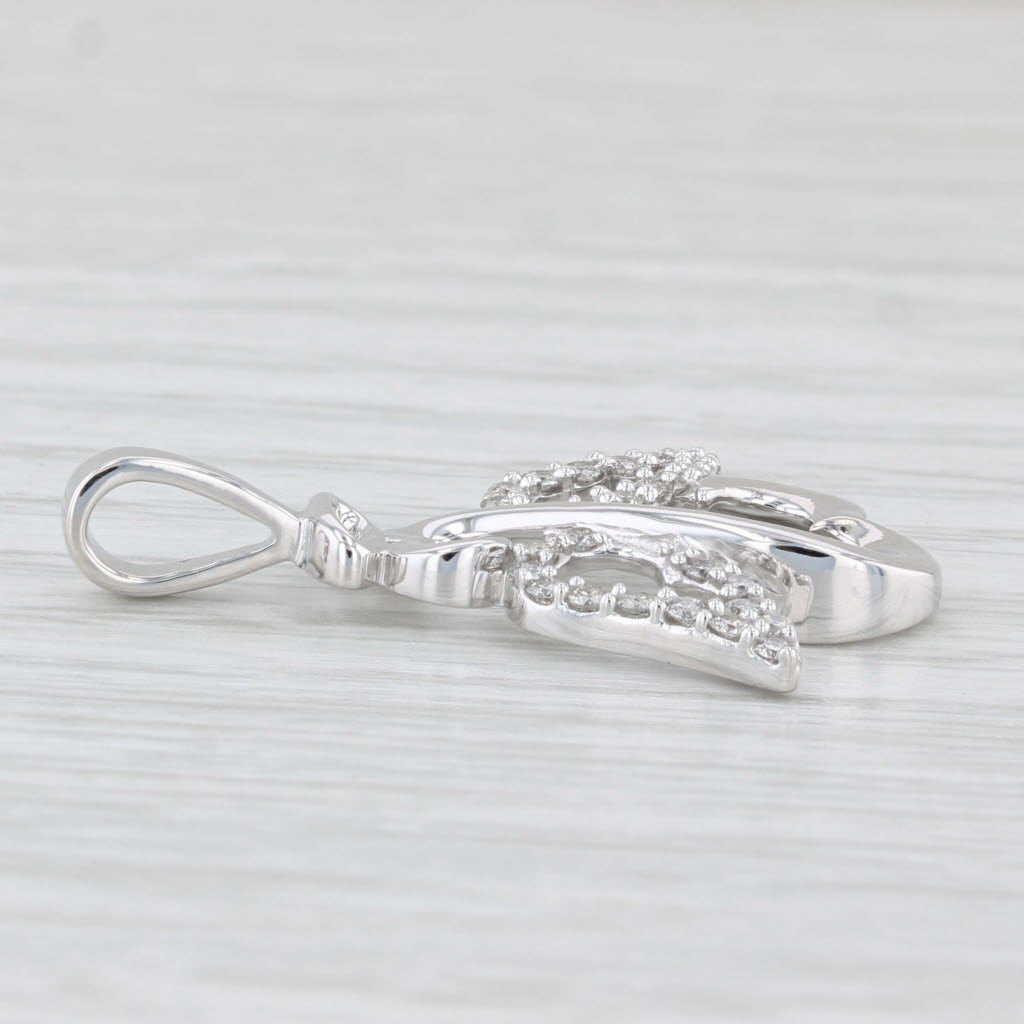 Light Gray 0.26ctw Diamond Guardian Angel Pendant 14k White Gold