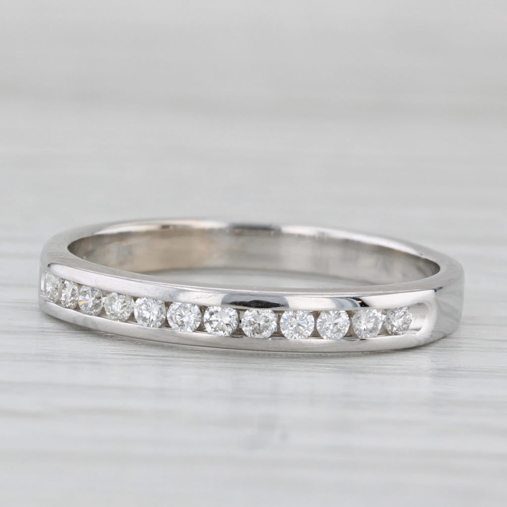 Light Gray 0.25ctw Diamond Wedding Band 14k White Gold Size 8.5 Stackable Ring