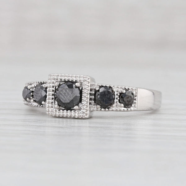 Light Gray 0.57ctw Black Diamond Engagement Ring 10k White Gold Engagement Size 7.25