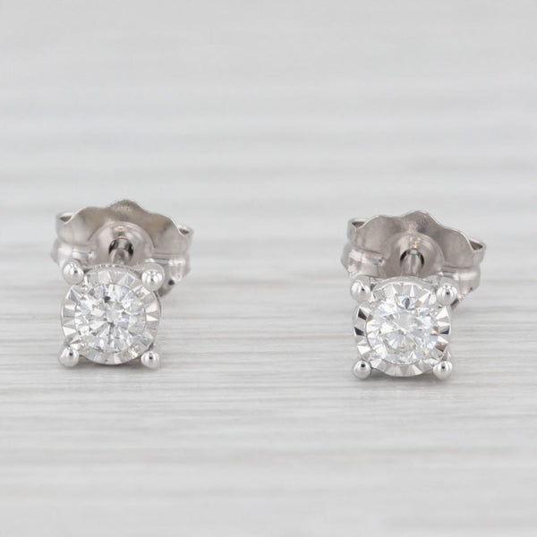 0.15ctw Diamond Round Solitaire Stud Earrings 14k White Gold