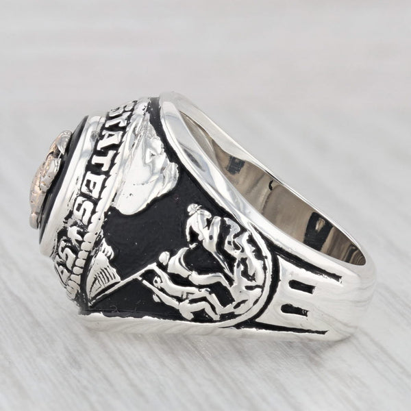 United States Marine Corps Onyx Signet Ring Sterling Silver Size 9 AS IS