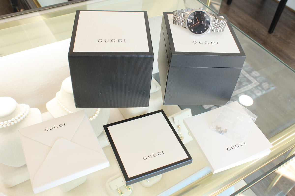 Gucci G-Timeless 40mm Steel Automatic Watch YA126353 Black Waffle Dial Box Set